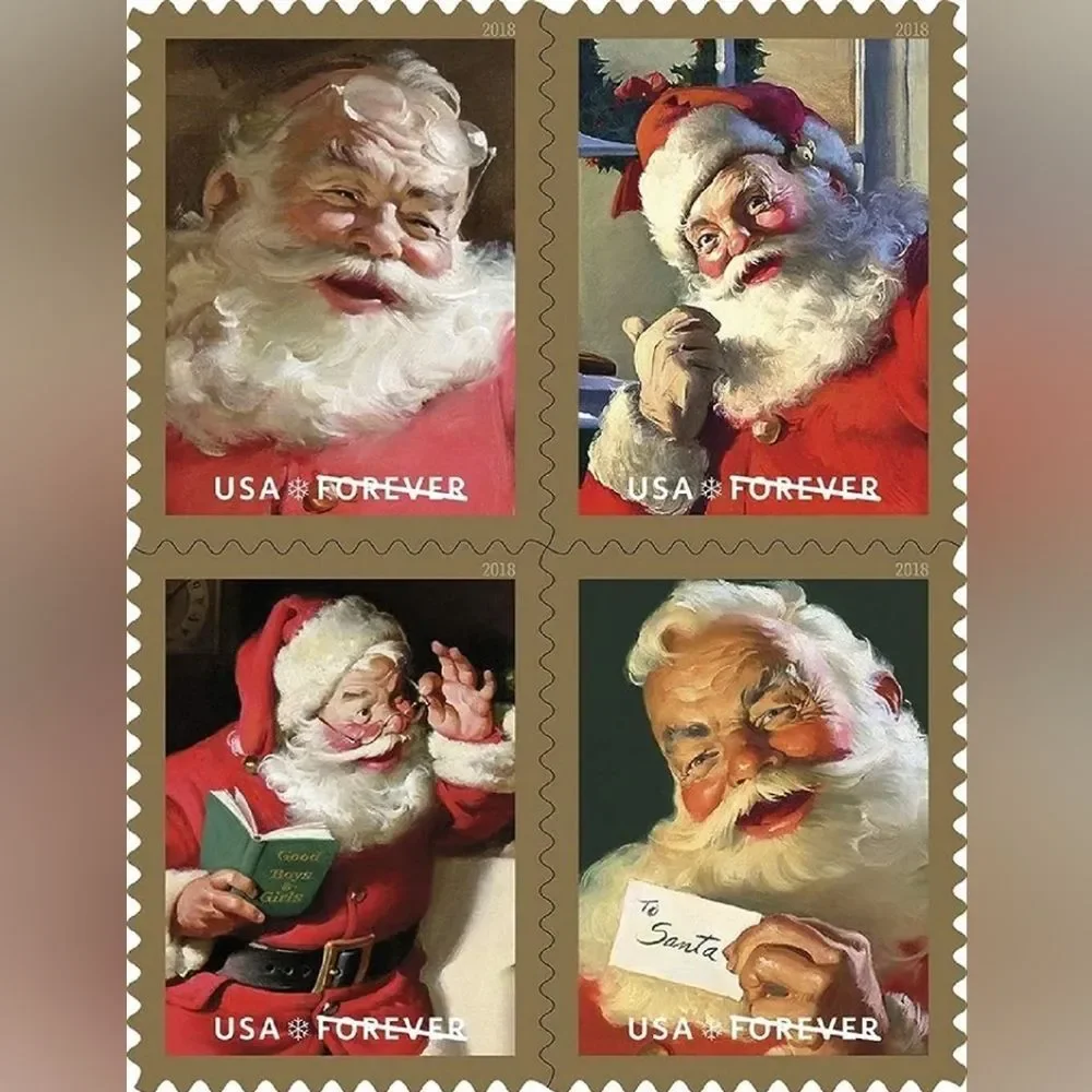 100 Sparkling Holidays 2018 Forever Postage‎ Stamps USPS Christmas Cards Santa